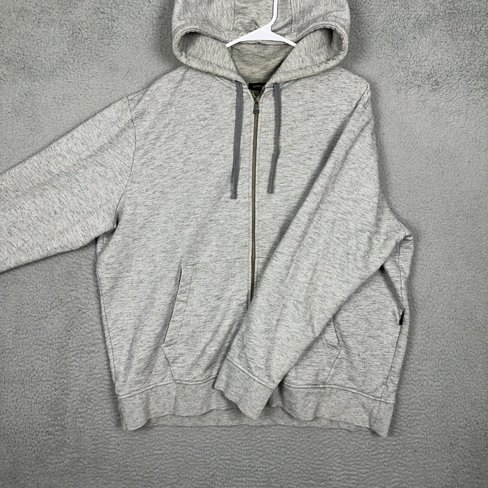 Banana Republic Hoodie Mens 2XL Full Zip Heather Grey Drawstring Long Sleeve